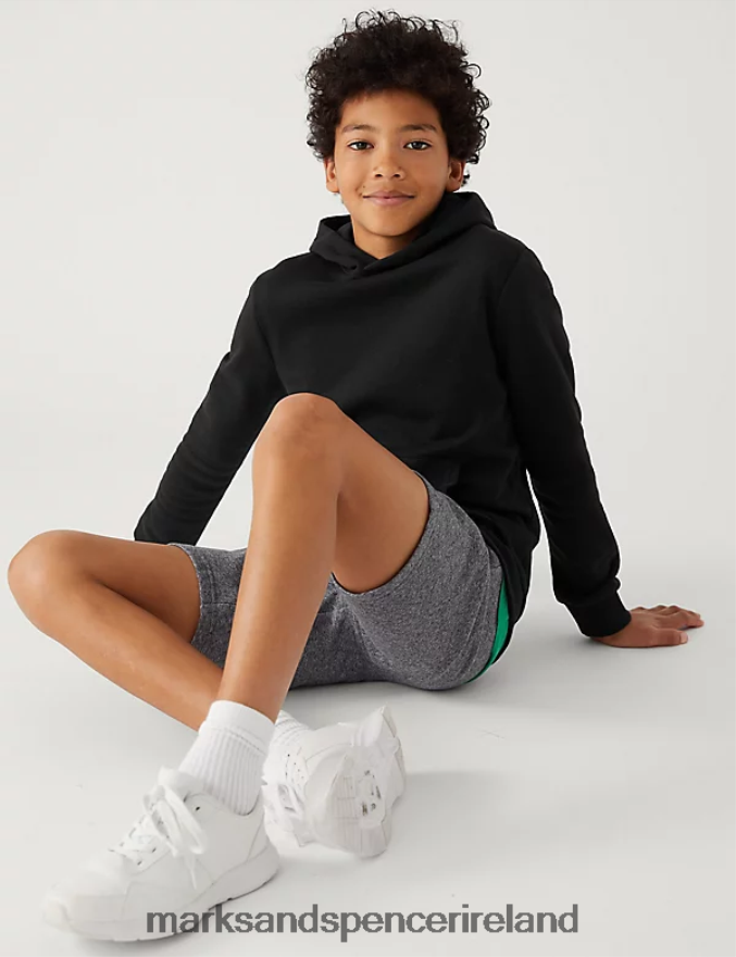 Marks & Spencer Kids Cotton Rich Hooded Sweatshirt Black C Clothing 2VJ8DF8733