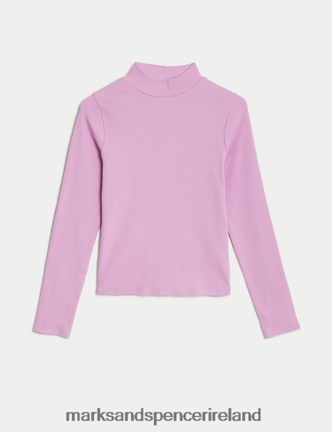 Marks & Spencer Kids Cotton Rich Ribbed Top Pink Clothing 2VJ8DF9464