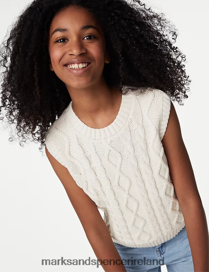 Marks & Spencer Kids Knitted Vest Ivory Clothing 2VJ8DF8994