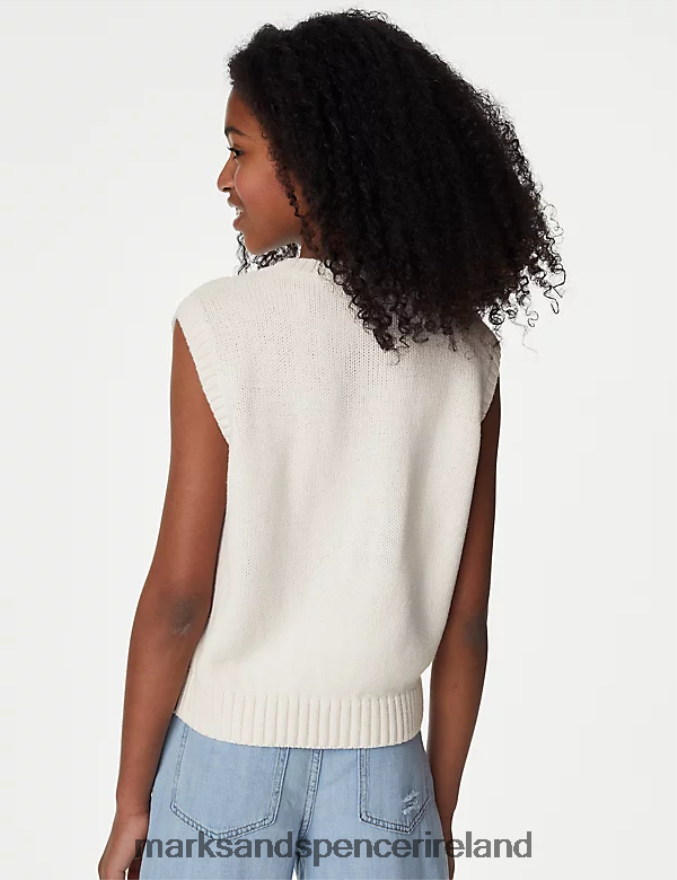 Marks & Spencer Kids Knitted Vest Ivory Clothing 2VJ8DF8994