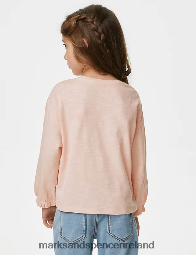 Marks & Spencer Kids Pure Cotton Embroidered Butterfly Top Light Pink Clothing 2VJ8DF8865