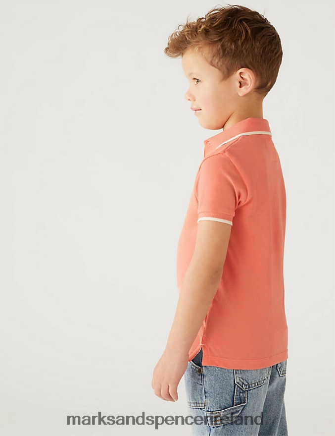 Marks & Spencer Kids Pure Cotton Polo Shirt Orange Clothing 2VJ8DF7967