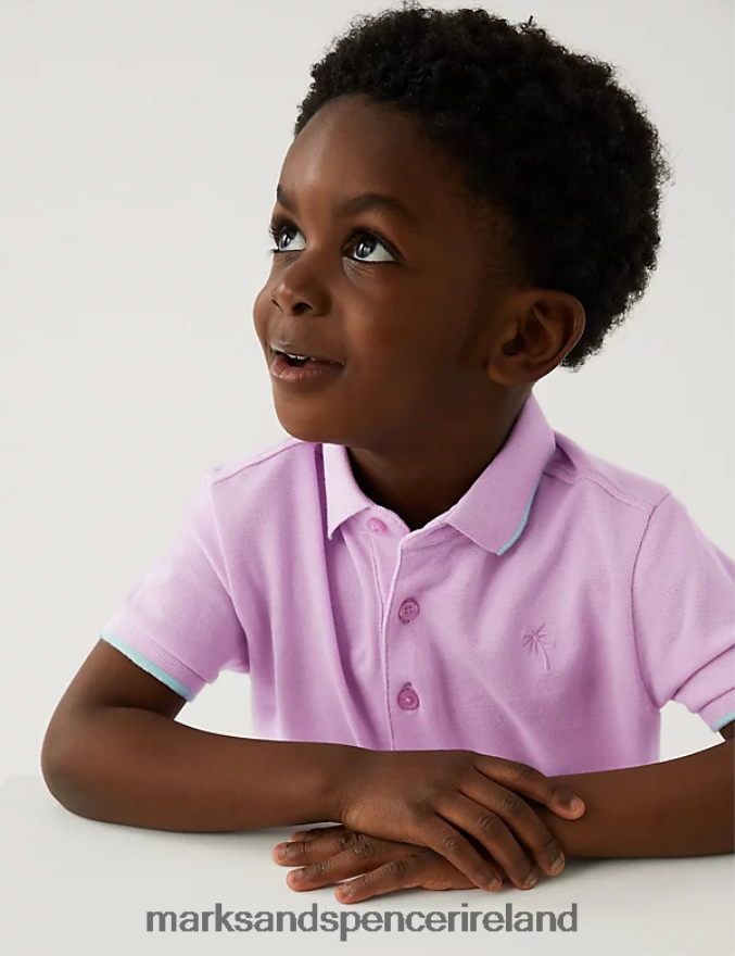Marks & Spencer Kids Pure Cotton Polo Shirt Pink Clothing 2VJ8DF8251