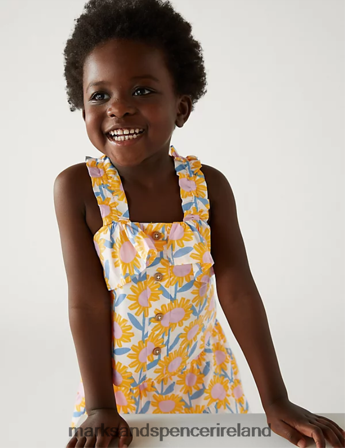 Marks & Spencer Kids Pure Cotton Sunflower Top Multi Clothing 2VJ8DF9553