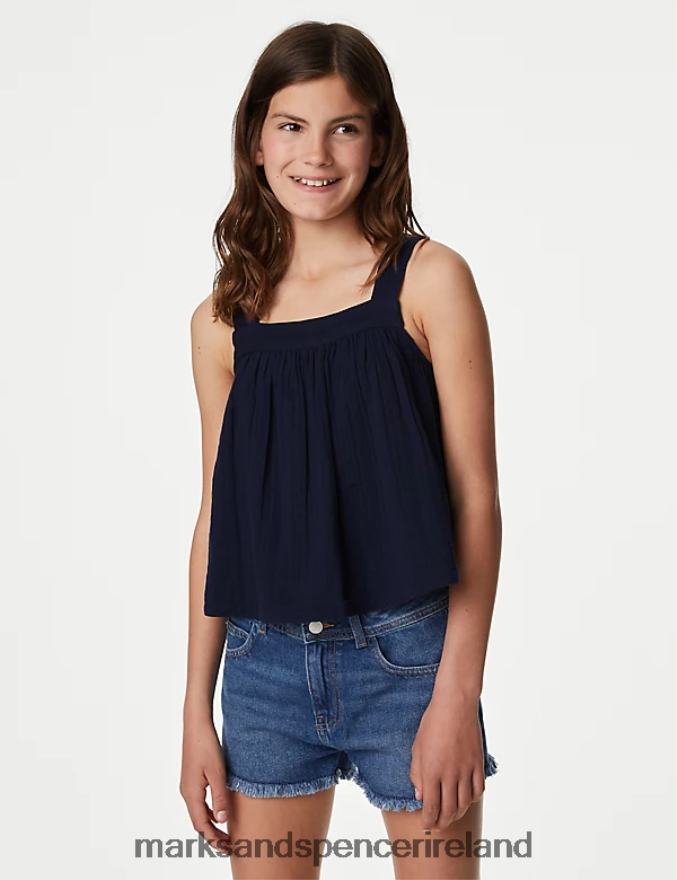 Marks & Spencer Kids Pure Cotton Vest Navy Clothing 2VJ8DF8434