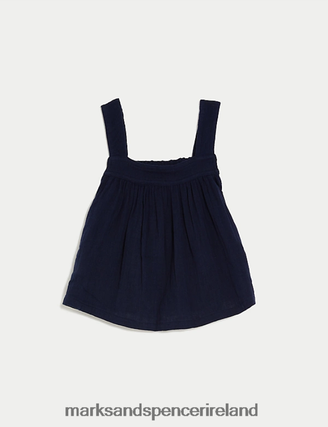 Marks & Spencer Kids Pure Cotton Vest Navy Clothing 2VJ8DF8434
