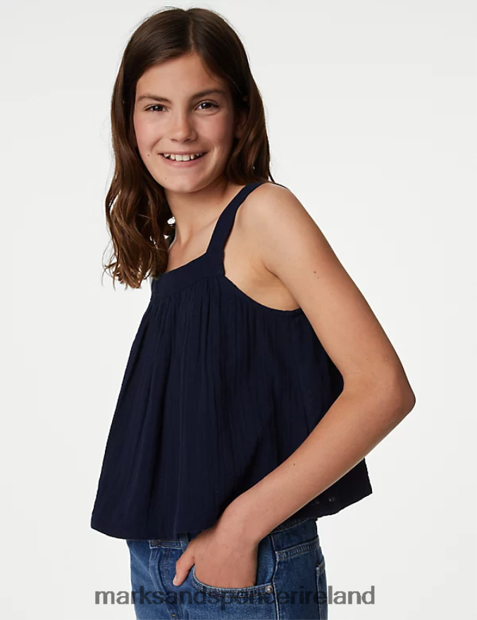 Marks & Spencer Kids Pure Cotton Vest Navy Clothing 2VJ8DF8434