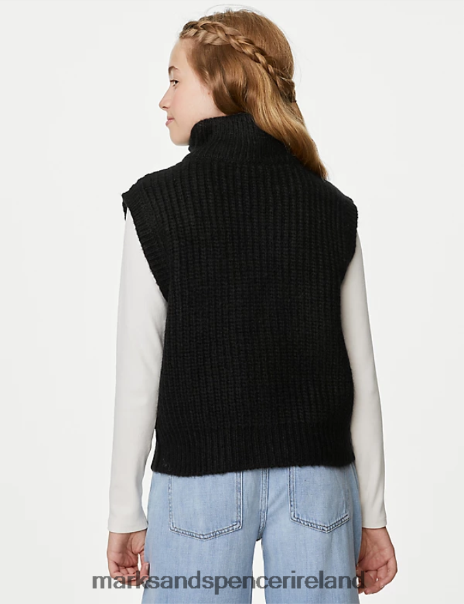 Marks & Spencer Kids Zip Knitted Vest Black Clothing 2VJ8DF9076