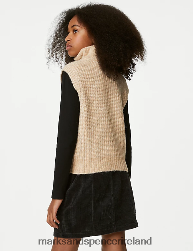 Marks & Spencer Kids Zip Knitted Vest Brown Clothing 2VJ8DF9364