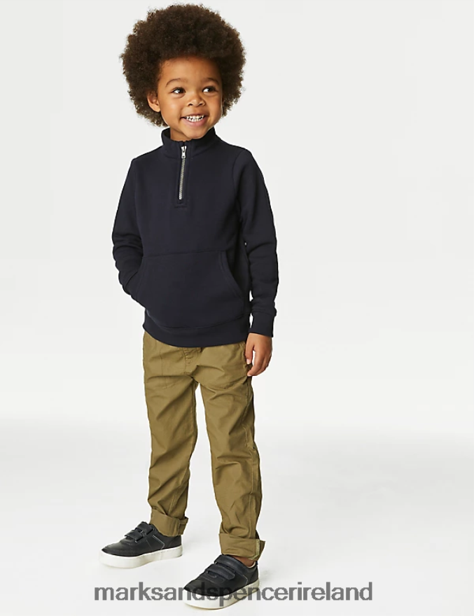 Marks & Spencer Kids 2pk Cotton Rich Trousers Navy Mix Clothing 2VJ8DF8109