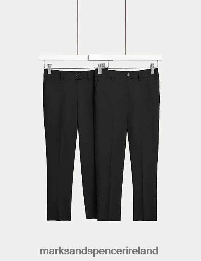 Marks & Spencer Kids 2pk Skinny Leg School Trousers Black Clothing 2VJ8DF9249