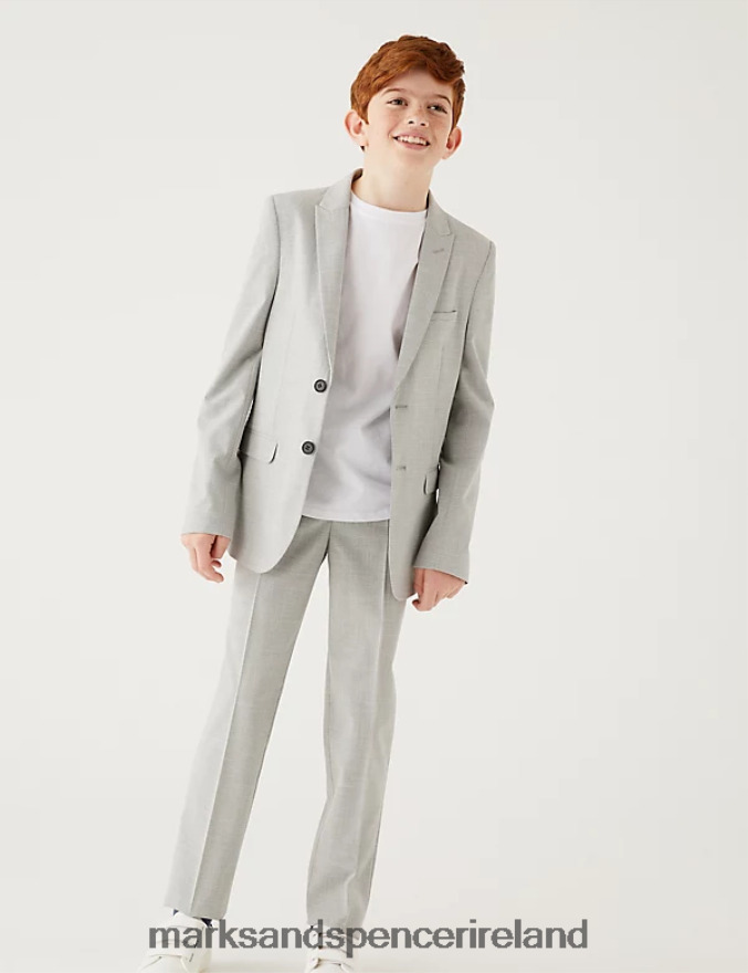 Marks & Spencer Kids Checked Suit Trousers Light Grey Clothing 2VJ8DF8068