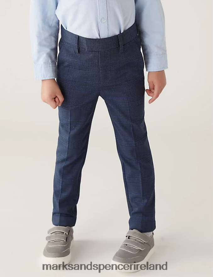 Marks & Spencer Kids Checked Suit Trousers Navy Clothing 2VJ8DF8194