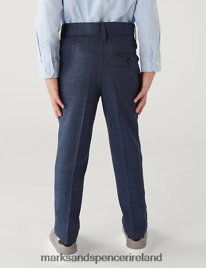 Marks & Spencer Kids Checked Suit Trousers Navy Clothing 2VJ8DF8194