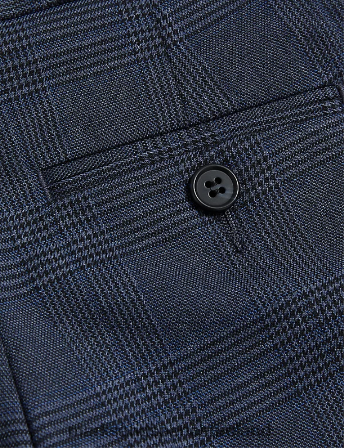 Marks & Spencer Kids Checked Suit Trousers Navy Clothing 2VJ8DF8194