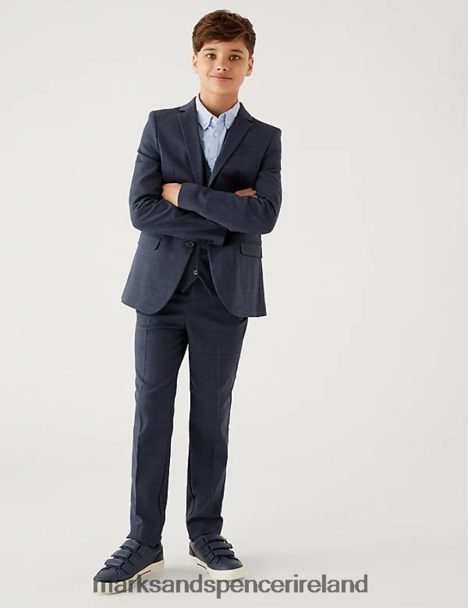 Marks & Spencer Kids Checked Trousers Navy Clothing 2VJ8DF8588