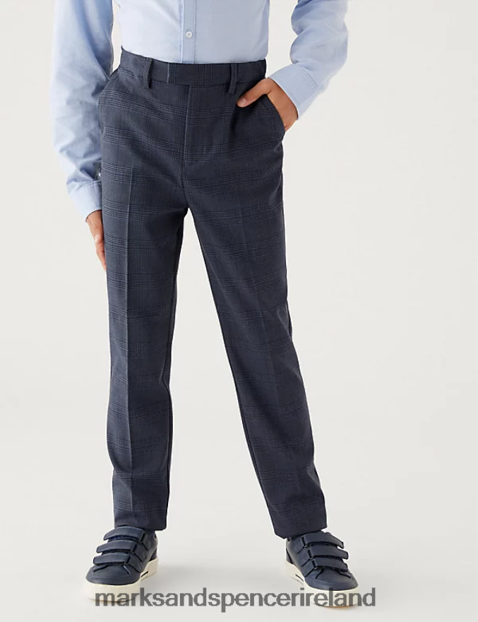 Marks & Spencer Kids Checked Trousers Navy Clothing 2VJ8DF8588