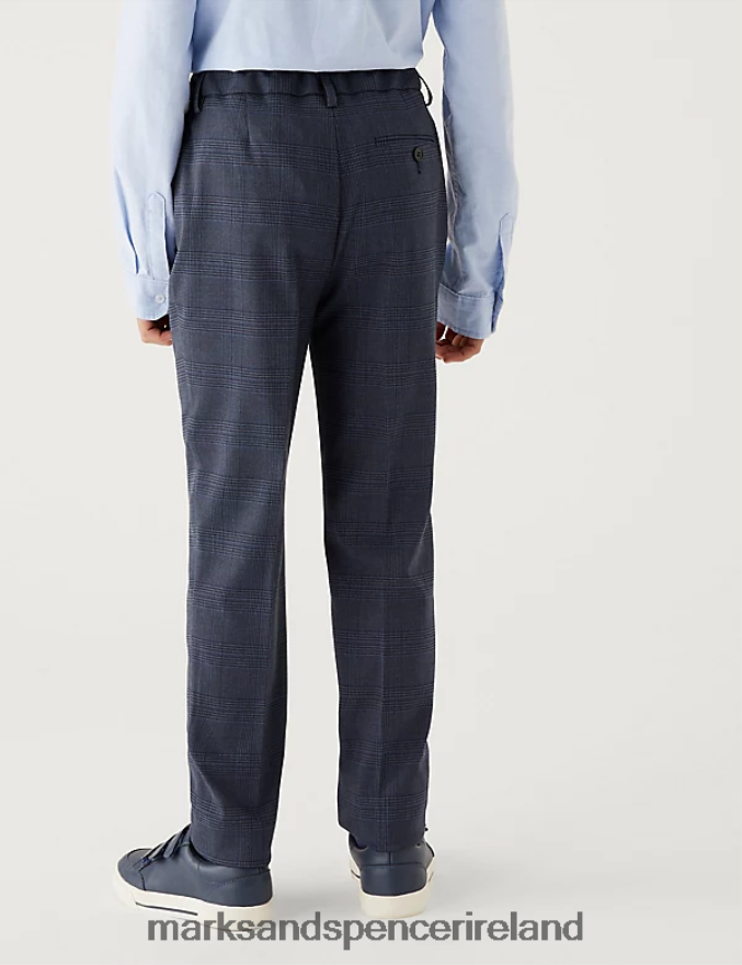 Marks & Spencer Kids Checked Trousers Navy Clothing 2VJ8DF8588