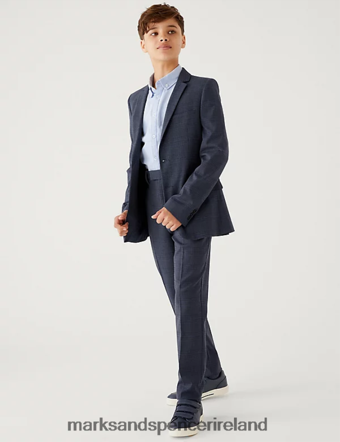 Marks & Spencer Kids Checked Trousers Navy Clothing 2VJ8DF8588