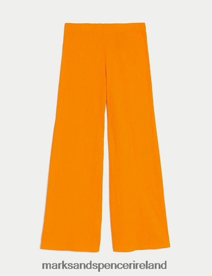 Marks & Spencer Kids Cotton Blend Flared Trousers Orange Clothing 2VJ8DF8679