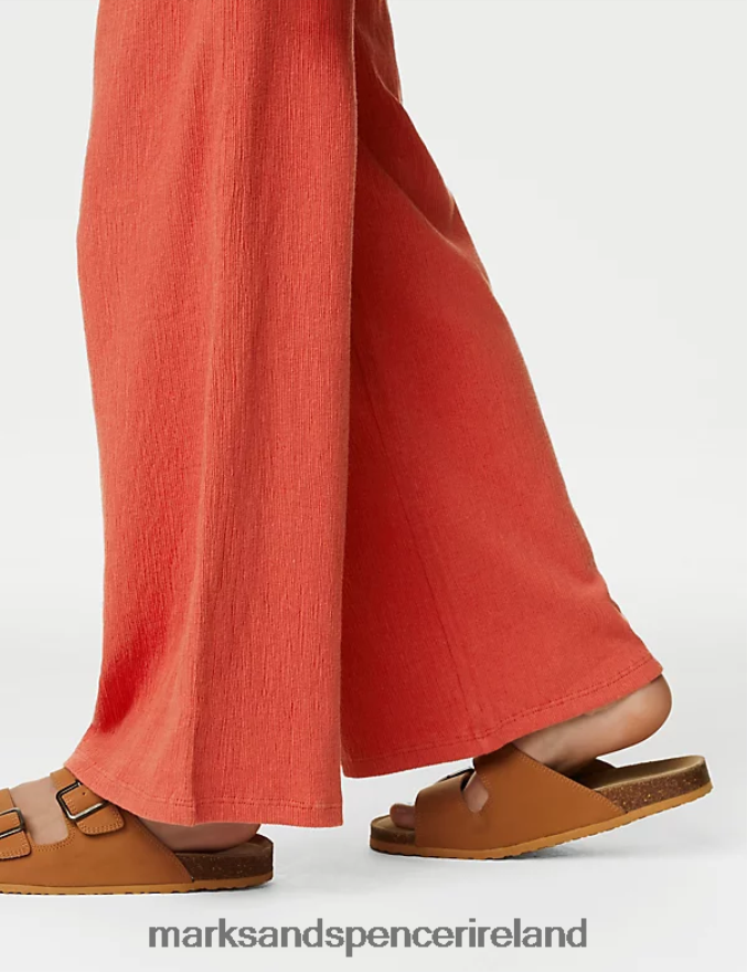Marks & Spencer Kids Cotton Blend Wide Leg Trousers Coral Clothing 2VJ8DF9311