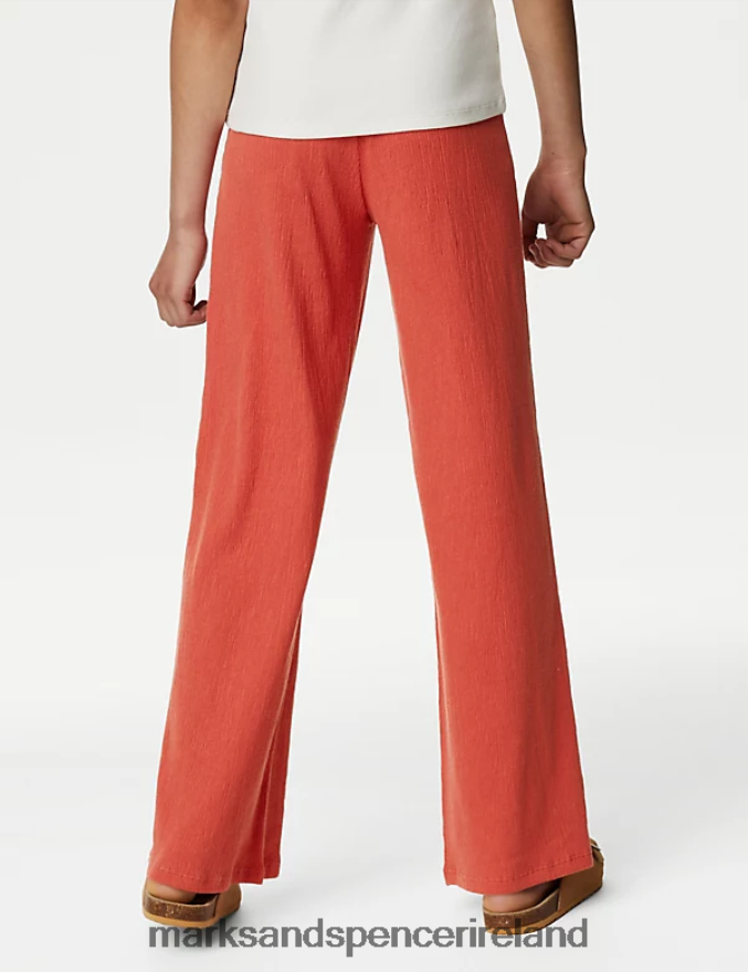 Marks & Spencer Kids Cotton Blend Wide Leg Trousers Coral Clothing 2VJ8DF9311