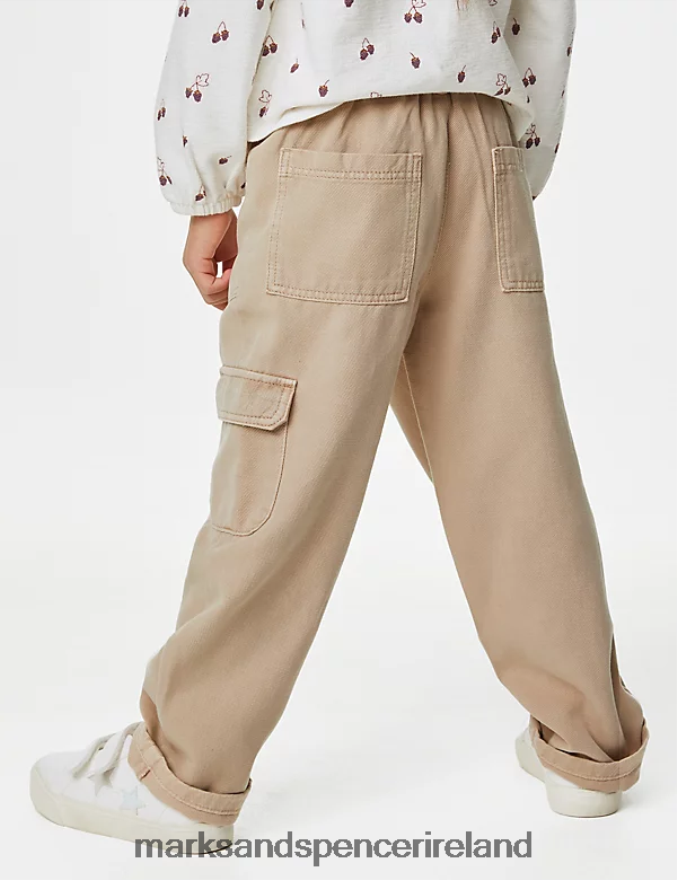 Marks & Spencer Kids Cotton Rich Cargo Trousers Neutral Clothing 2VJ8DF9127