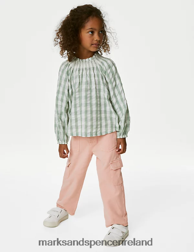Marks & Spencer Kids Cotton Rich Cargo Trousers Pink Clothing 2VJ8DF9128