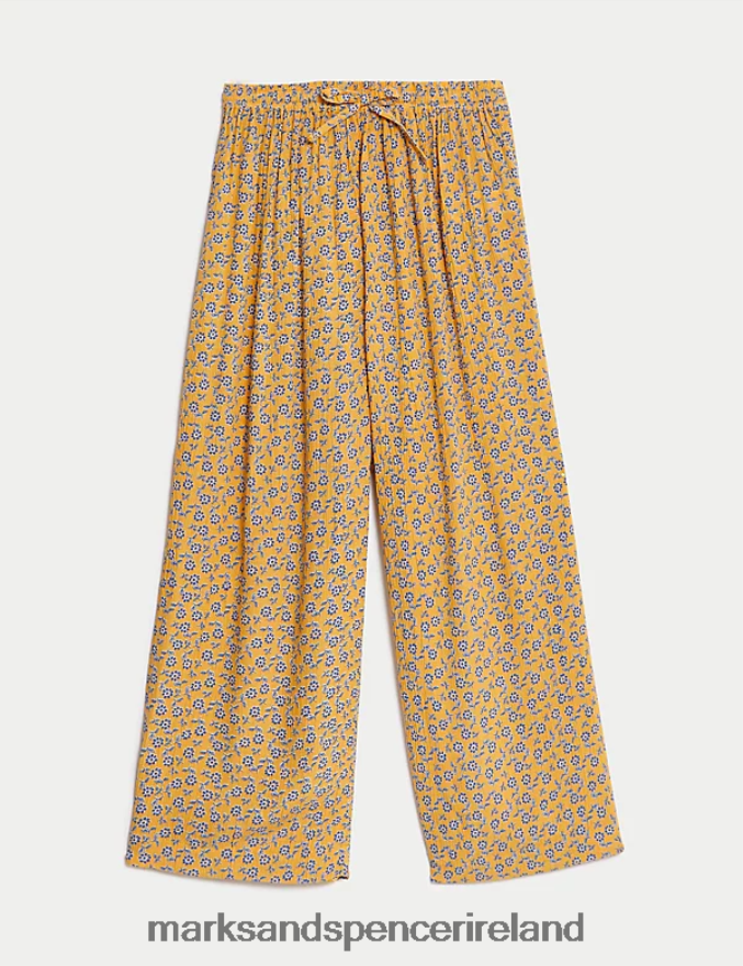 Marks & Spencer Kids Floral Trousers Orange Mix Clothing 2VJ8DF9510