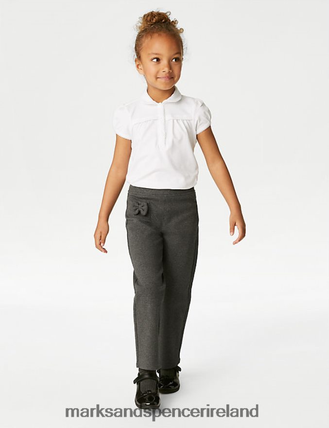 Marks & Spencer Kids Jersey Bow School Trousers Grey Clothing 2VJ8DF9888
