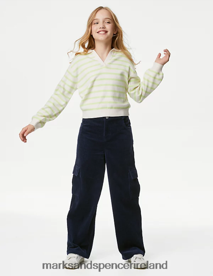 Marks & Spencer Kids Pure Cotton Cargo Trousers Navy Clothing 2VJ8DF9027