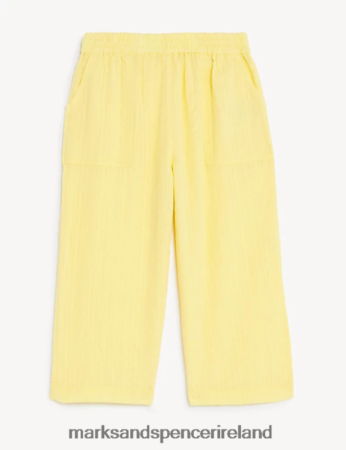 Marks & Spencer Kids Pure Cotton Wide Leg Trousers Yellow Clothing 2VJ8DF9957