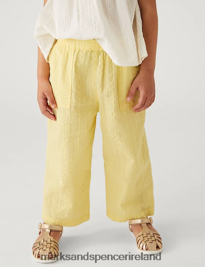 Marks & Spencer Kids Pure Cotton Wide Leg Trousers Yellow Clothing 2VJ8DF9957