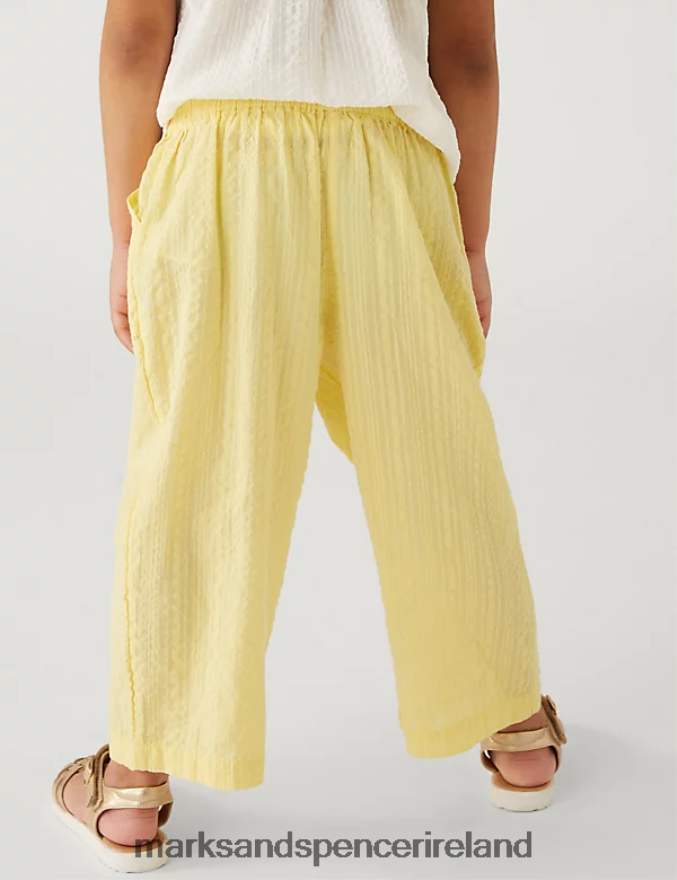Marks & Spencer Kids Pure Cotton Wide Leg Trousers Yellow Clothing 2VJ8DF9957