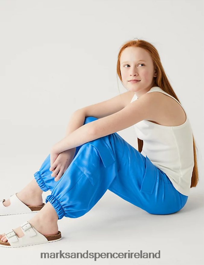 Marks & Spencer Kids Satin Cargo Trousers Blue Clothing 2VJ8DF9010