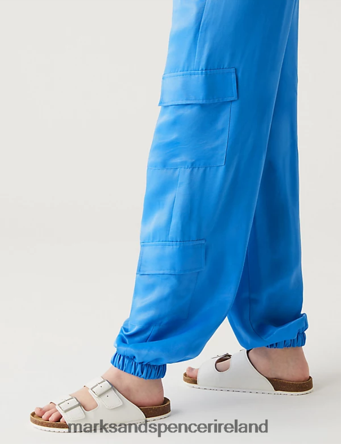Marks & Spencer Kids Satin Cargo Trousers Blue Clothing 2VJ8DF9010