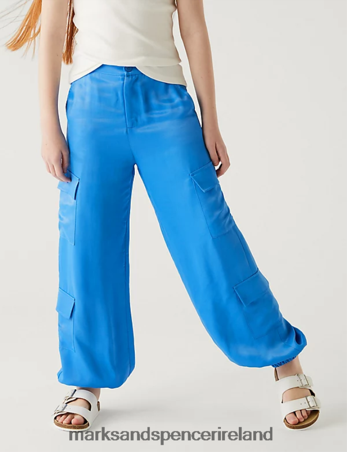 Marks & Spencer Kids Satin Cargo Trousers Blue Clothing 2VJ8DF9010