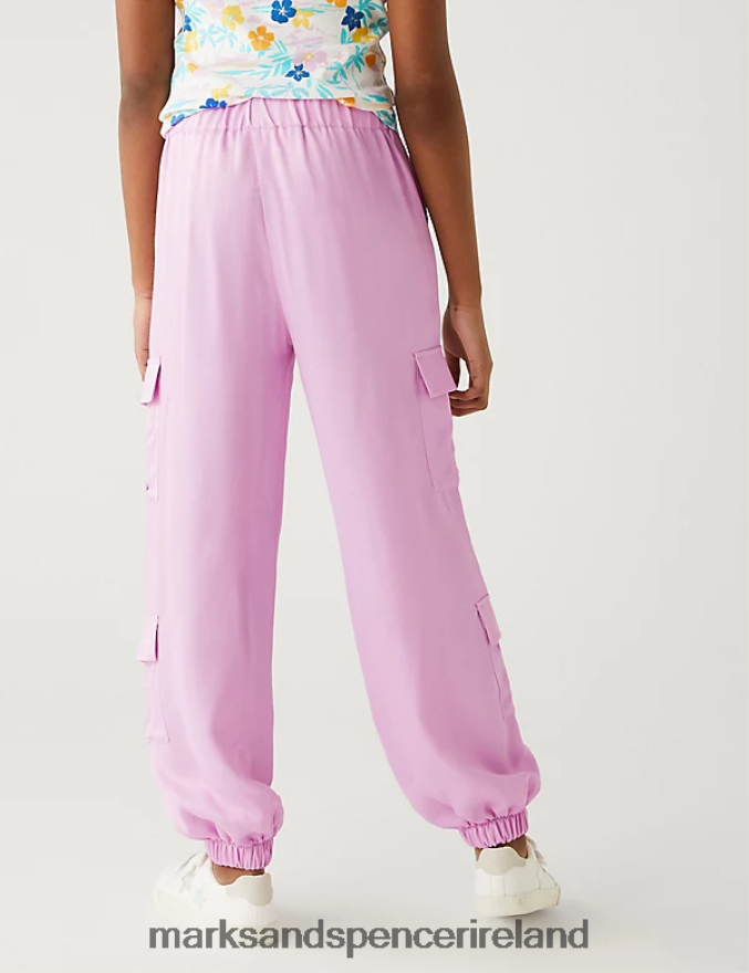 Marks & Spencer Kids Satin Cargo Trousers Soft Pink Clothing 2VJ8DF9293