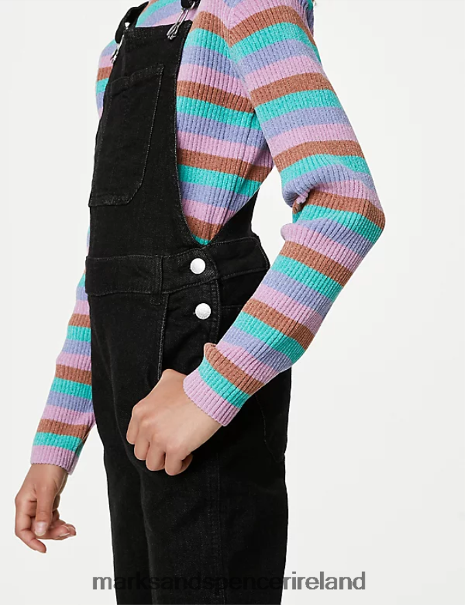 Marks & Spencer Kids Denim Flared Dungarees Black Clothing 2VJ8DF9273