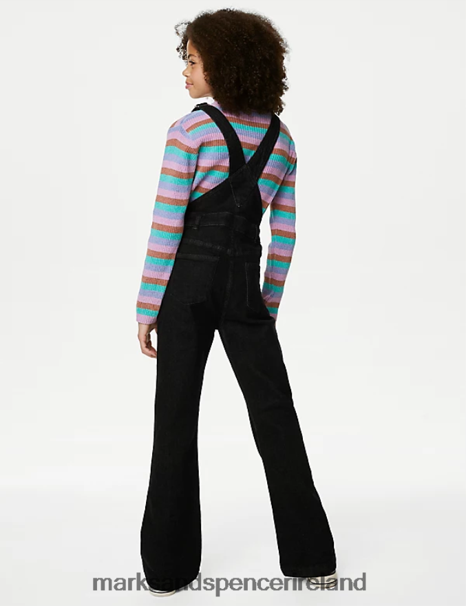 Marks & Spencer Kids Denim Flared Dungarees Black Clothing 2VJ8DF9273