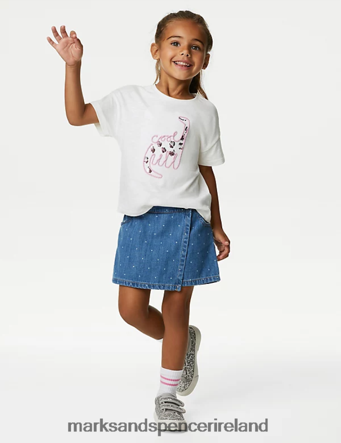 Marks & Spencer Kids Polka Dot Skort Denim Clothing 2VJ8DF8986