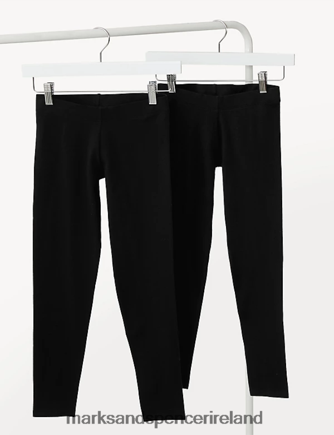 Marks & Spencer Kids 2pk Cotton Rich Leggings Black Clothing 2VJ8DF9765