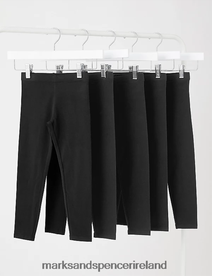 Marks & Spencer Kids 5pk Cotton Rich Leggings Black Clothing 2VJ8DF9628