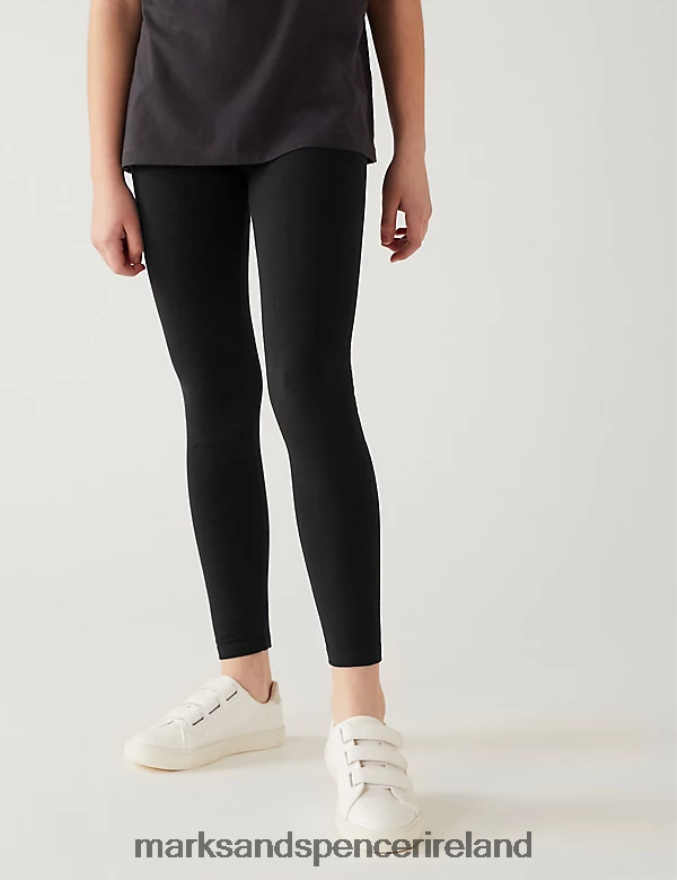 Marks & Spencer Kids 5pk Cotton Rich Leggings with Stretch Black Clothing 2VJ8DF9225