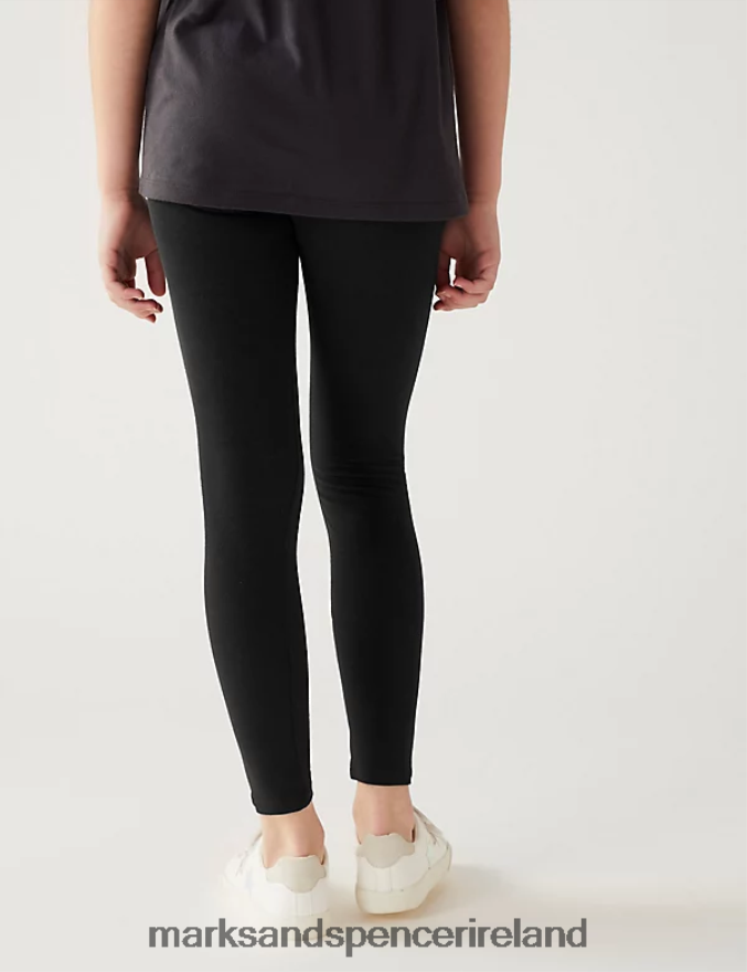 Marks & Spencer Kids 5pk Cotton Rich Leggings with Stretch Black Clothing 2VJ8DF9225