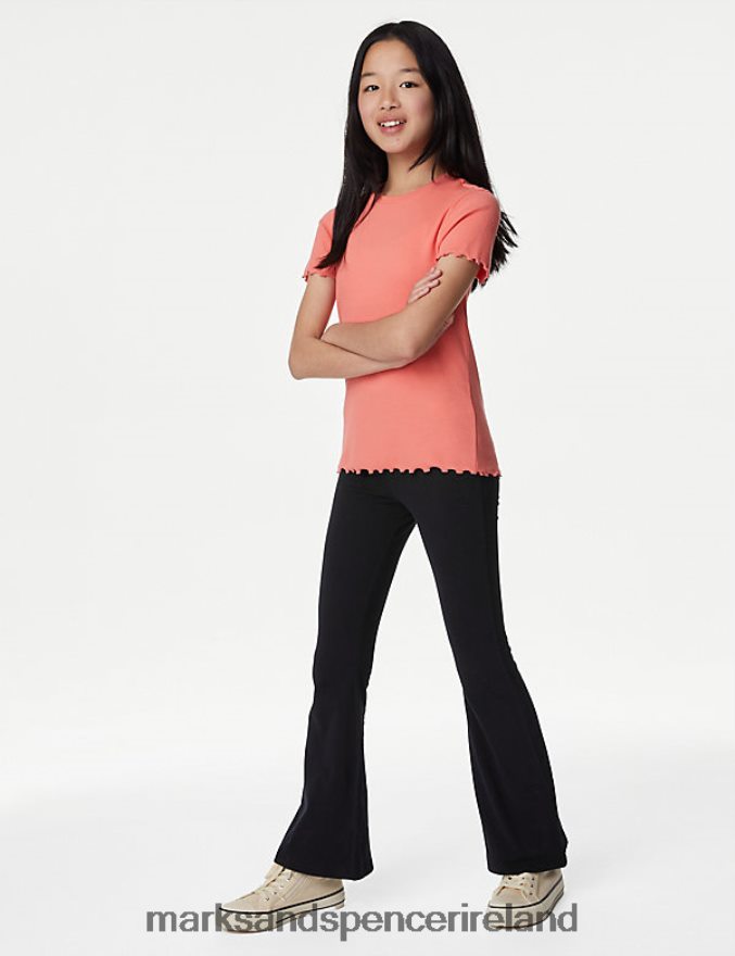 Marks & Spencer Kids Cotton Rich Flared Leggings Black Clothing 2VJ8DF9183