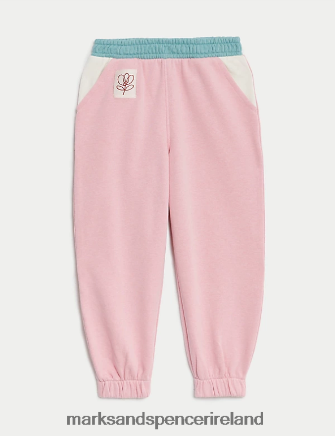 Marks & Spencer Kids Cotton Rich Joggers Pink Clothing 2VJ8DF8831