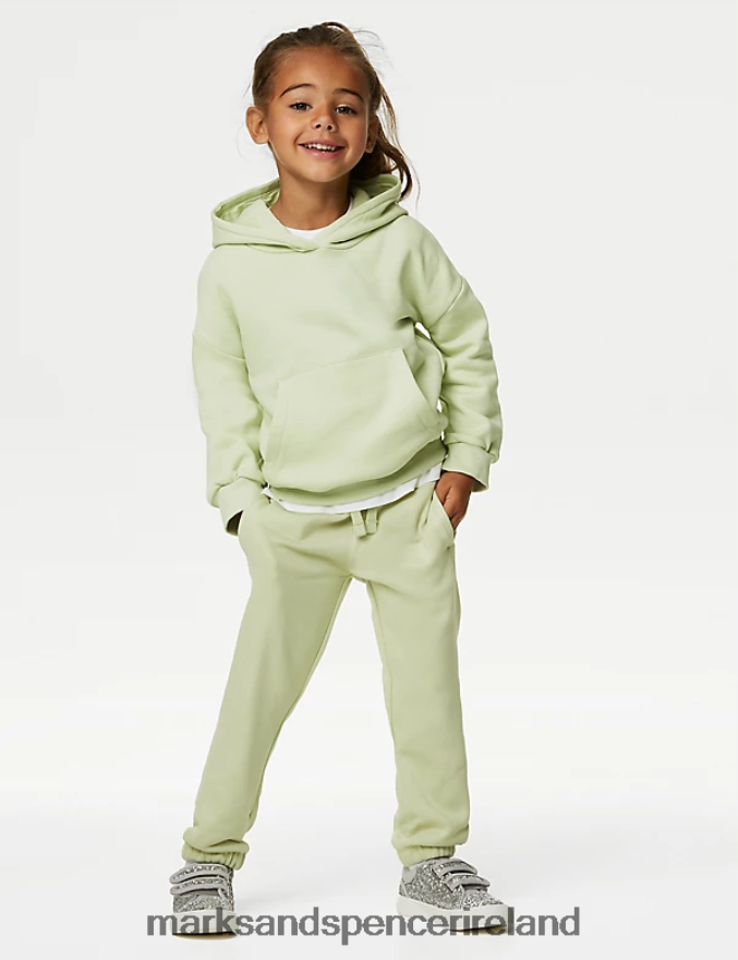 Marks & Spencer Kids Cotton Rich Joggers Pistachio Clothing 2VJ8DF9088