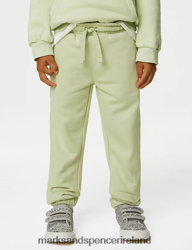 Marks & Spencer Kids Cotton Rich Joggers Pistachio Clothing 2VJ8DF9088