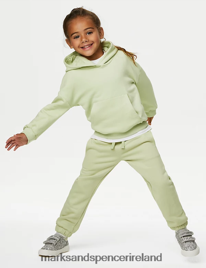 Marks & Spencer Kids Cotton Rich Joggers Pistachio Clothing 2VJ8DF9088